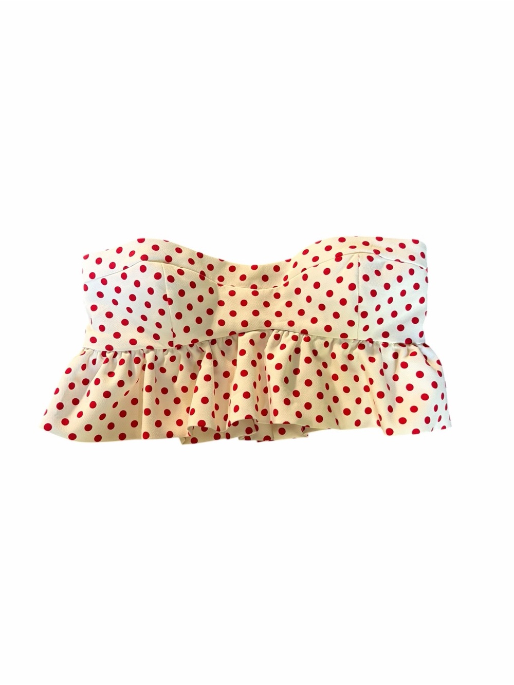 NWT Zara Red Polka Dot Strapless Peplum Crop Top Size S - Game day Style - Picture 6 of 8